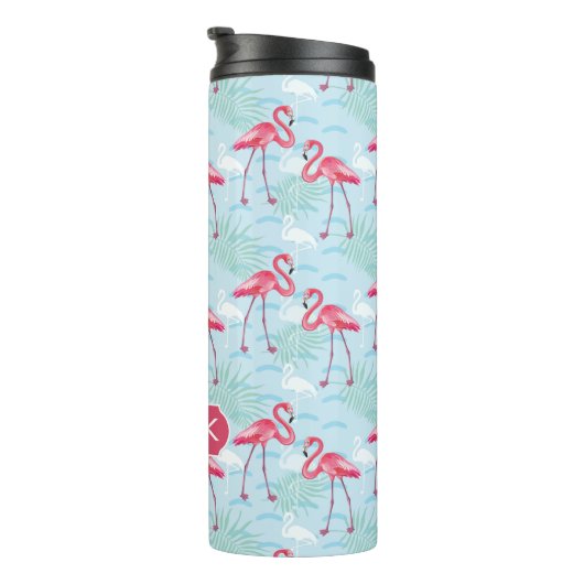 flamingo patroon | Monogram Thermosbeker (Geroteerd rechts)