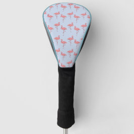 Flamingo Patroon op Hemelblauwe Golf Head Cover