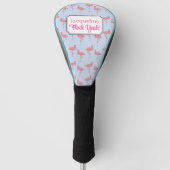 Flamingo patroon op Sky Blue Golf Head Hoesje Golfheadcover (Voorkant)