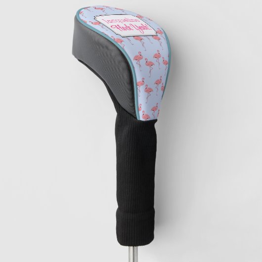 Flamingo patroon op Sky Blue Golf Head Hoesje Golfheadcover (Schuin)