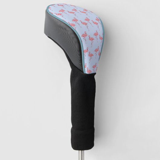 Flamingo patroon op Sky Blue Golf Head Hoesje Golfheadcover (Schuin)