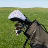 Flamingo patroon op Sky Blue Golf Head Hoesje Golfheadcover (Insitu)