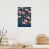 Flamingo patroon poster (Keuken)