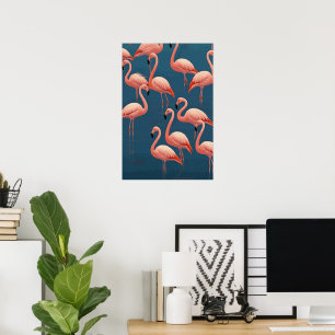 Flamingo patroon poster