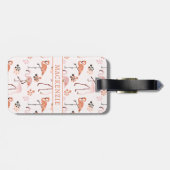 Flamingo patroon Roze Koraal Naam Bagagelabel (Achterkant horizontaal)