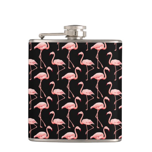 flamingo patroon Roze vogel Tropisch Dierenvriend Heupfles (Voorkant)