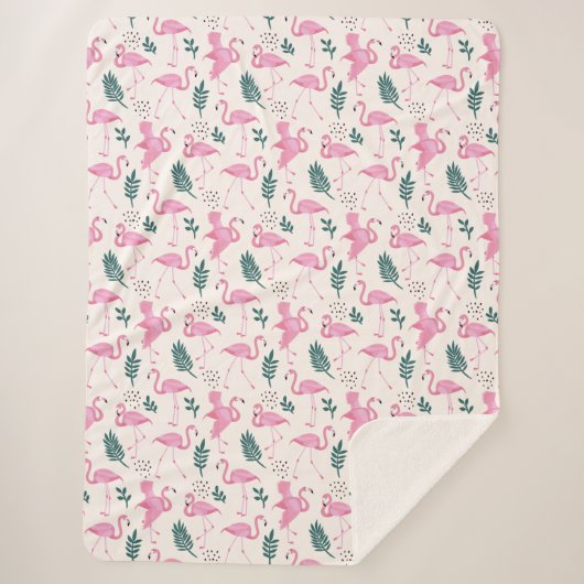Flamingo patroon sherpa deken (Voorkant)