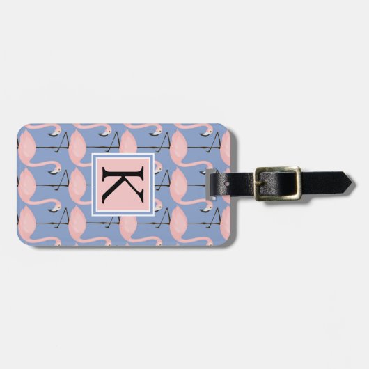 Flamingo patroon van aanbesteding | Monogram Bagagelabel (Voorkant horizontaal)