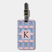 Flamingo patroon van aanbesteding | Monogram Bagagelabel (Voorkant verticaal)