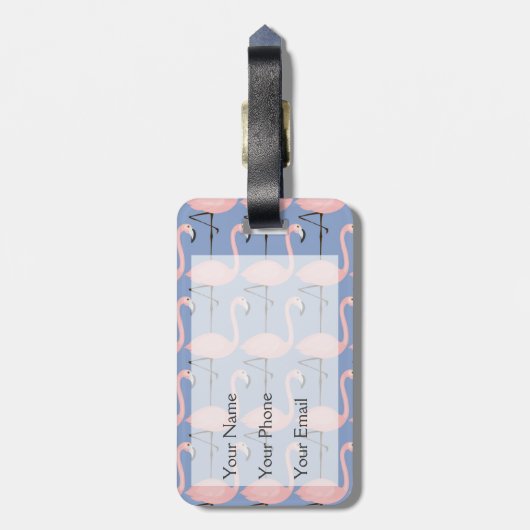 Flamingo patroon van aanbesteding | Monogram Bagagelabel (Achterkant verticaal)