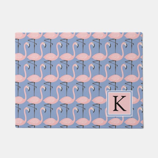 Flamingo patroon van aanbesteding | Monogram Deurmat (Voorkant)