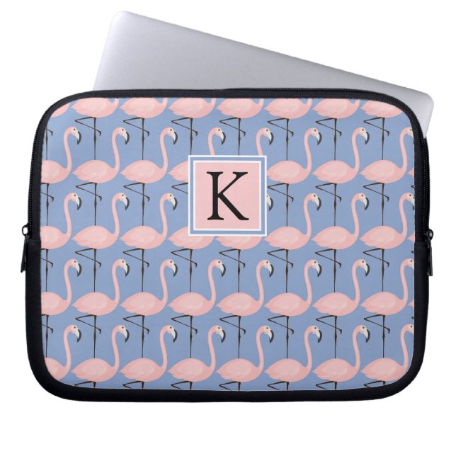 Flamingo patroon van aanbesteding | Monogram Laptop Sleeve (Voorkant)