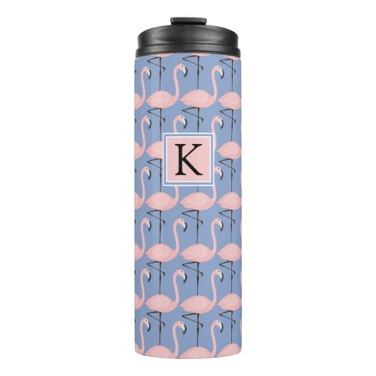 Flamingo patroon van aanbesteding | Monogram Thermosbeker (Voorkant)