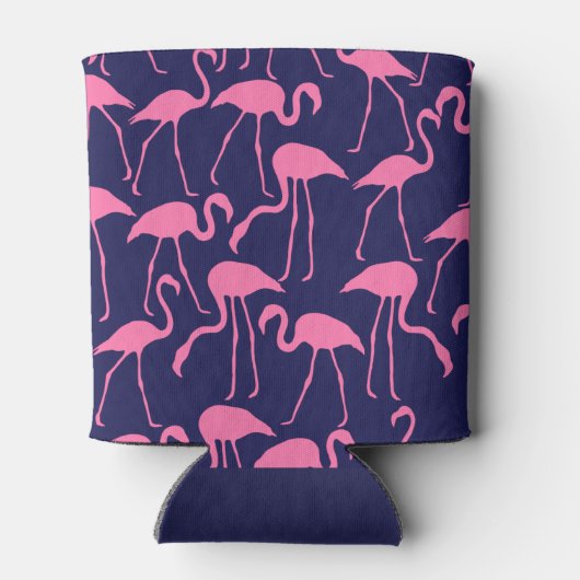 Flamingo patroon van de marine en roze blikjeskoeler (Achterkant)