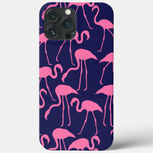Flamingo patroon van de marine en roze iPhone 13 pro max hoesje
