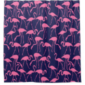 Flamingo patroon van de marine en roze douchegordijn (Voorkant)