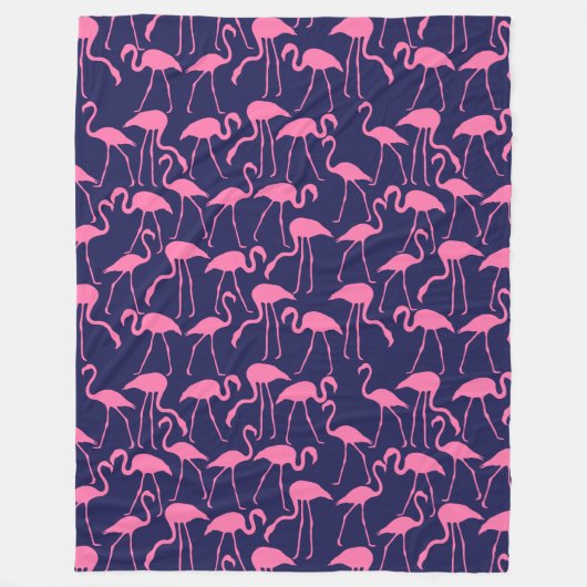 Flamingo patroon van de marine en roze fleece deken (Voorkant)