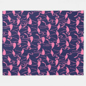 Flamingo patroon van de marine en roze fleece deken (Voorkant (Horizontaal))