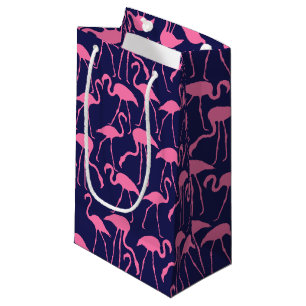 Flamingo patroon van de marine en roze klein cadeauzakje