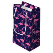 Flamingo patroon van de marine en roze klein cadeauzakje (Achterkant Gekanteld)