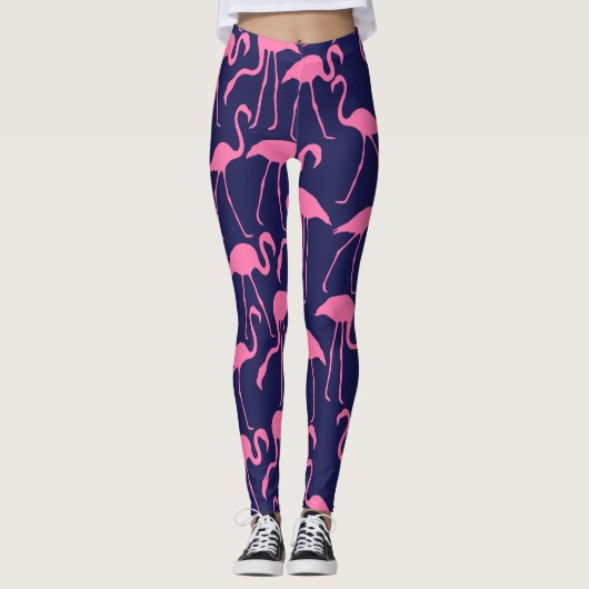 Flamingo patroon van de marine en roze leggings (Voorkant)