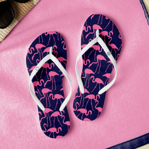 Flamingo patroon van de marine en roze teenslippers