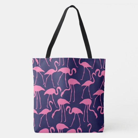 Flamingo patroon van de marine en roze tote bag (Voorkant)