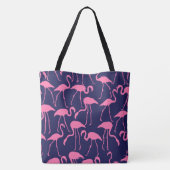 Flamingo patroon van de marine en roze tote bag (Achterkant)