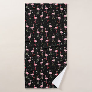 flamingo patroon voor kerstroze kerst badhanddoek