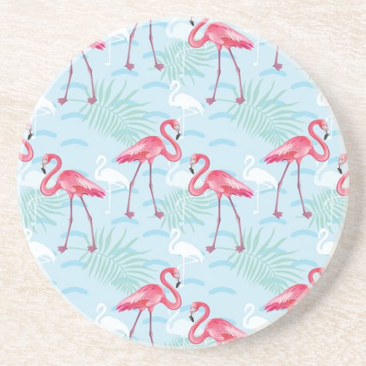 flamingo patroon zandsteen onderzetter (Voorkant)