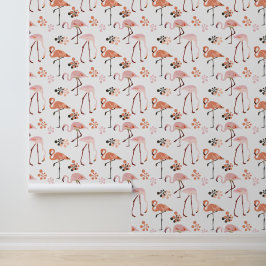 Flamingo Peach Pink Retro Behang