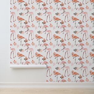 Flamingo Peach Pink Retro Behang