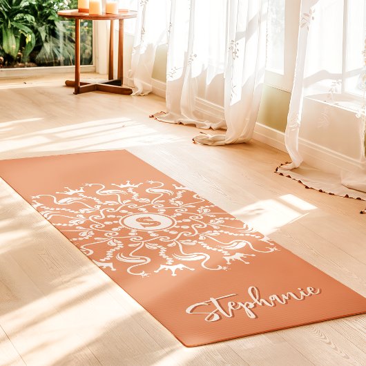 Flamingo Pearl Mandala Monogram Koraal Beachy Yogamat