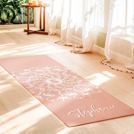 Flamingo Pearl Mandala Monogram Roze Strand Yogamat