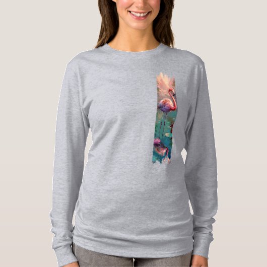 Flamingo penseelstreekverf kunst t-shirt (Voorkant)