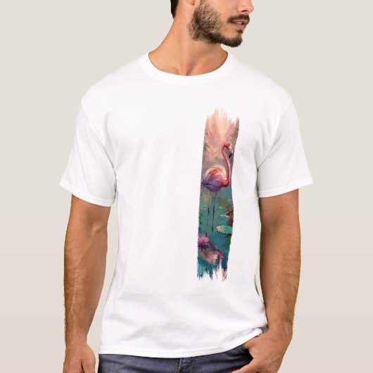 Flamingo penseelstreekverf kunst t-shirt (Voorkant)