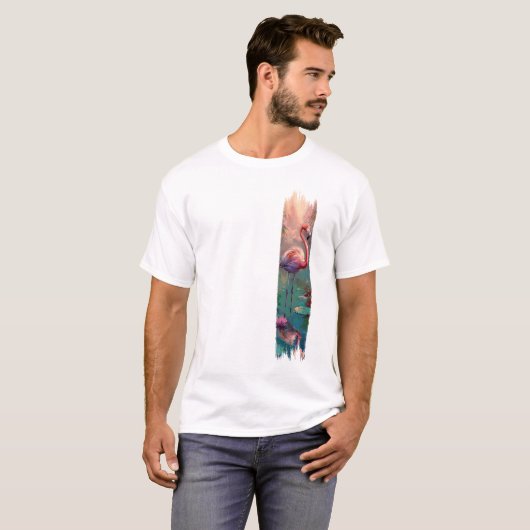 Flamingo penseelstreekverf kunst t-shirt (Voorkant volledig)