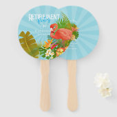 Flamingo Pensioen Blauw Handwaaier (Voorkant en achterkant)
