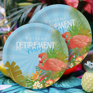 Flamingo Pensioen Blauw Papieren Bordje