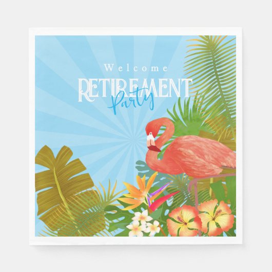 Flamingo Pensioen Blauw Servet (Voorkant)