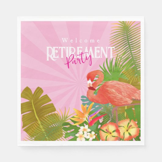 Flamingo Pensioen Roze Servet (Voorkant)