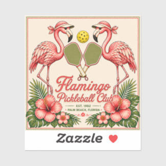 Flamingo Pickleball Club Vintage Tropische Sticker