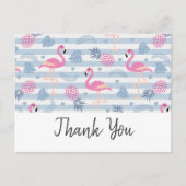 Flamingo & Pineappel Patroon Dank u Briefkaart (Voorkant)