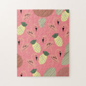 Flamingo Pineappels Hand Drawn Doodles Legpuzzel (Verticaal)