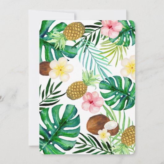 Flamingo Pineapple Birthday Party Invitation Kaart (Achterkant)