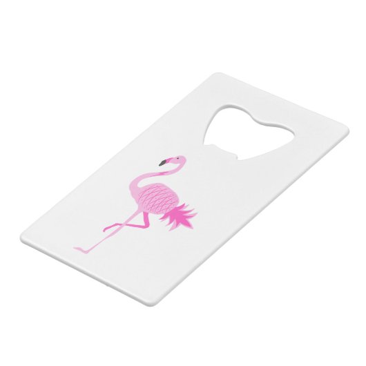 Flamingo Pineapple Creditkaart Flessenopener (Voorkant Gekanteld)