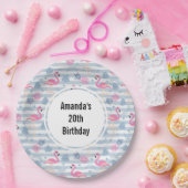 Flamingo & Pineapple Pattern Birthday Papieren Bordje (Feest)