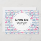 Flamingo & Pineapple Pattern Birthday Save The Date (Voorkant)