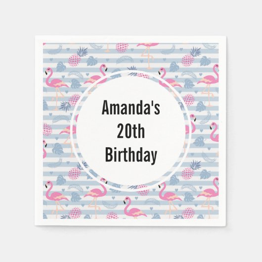 Flamingo & Pineapple Pattern Birthday Servet (Voorkant)