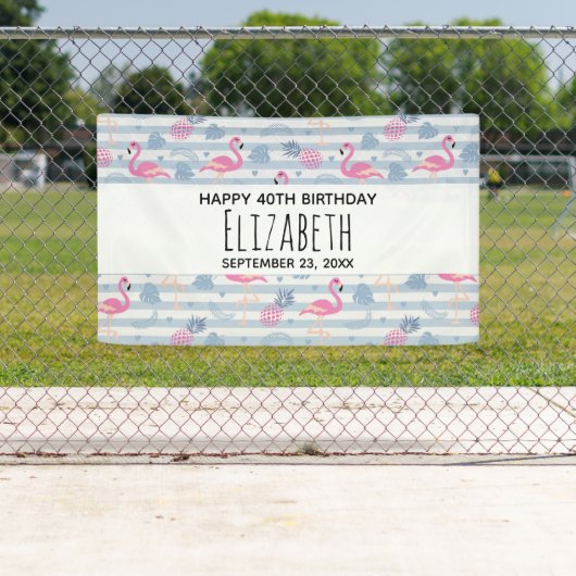 Flamingo & Pineapple Pattern Birthday Spandoek (Insitu)